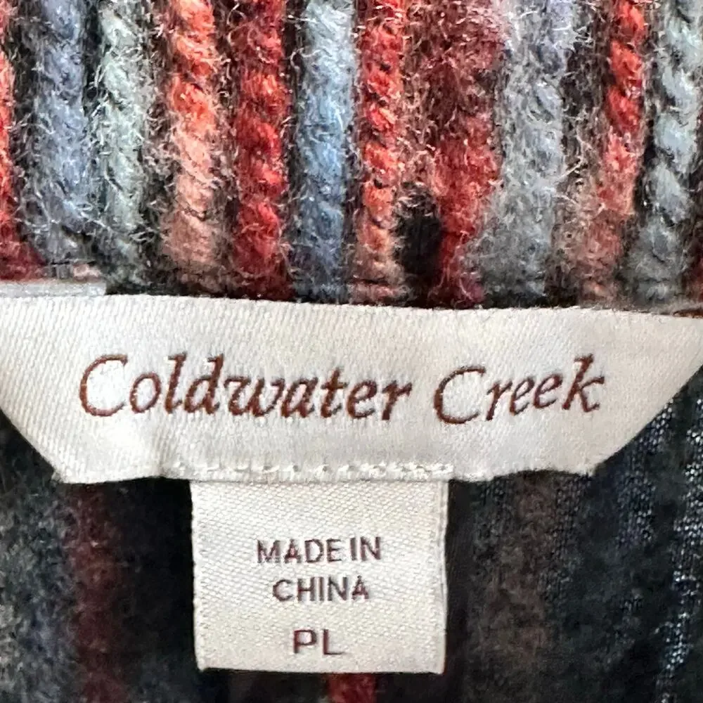 Coldwater Creek Textured Knit Jacket Cardigan Petite Large Blue Red Button Front